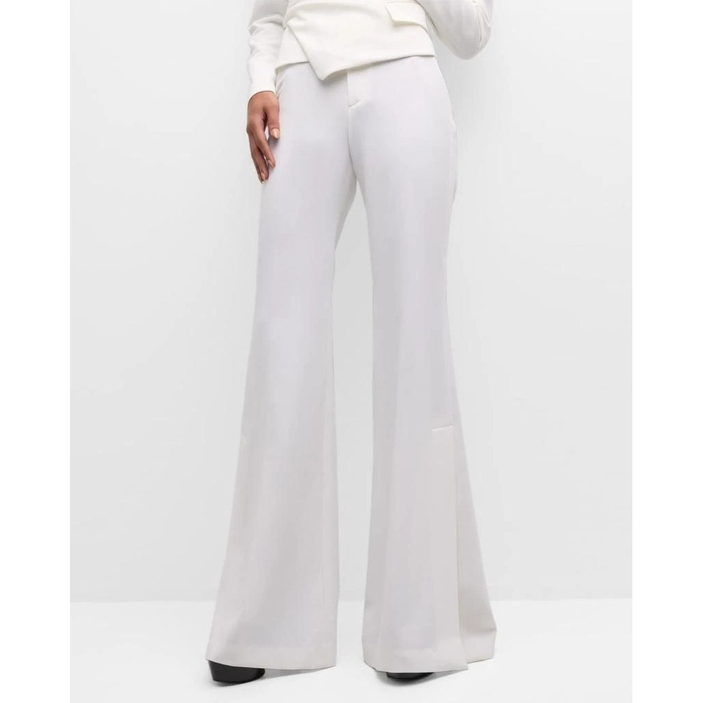 ALC Anders Crepe Flared Pants Side Slits White Sz 0‎ Office Academia Going Out
